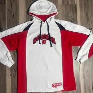 NCAA Wisconsin Badgers hoodie featuring classic red, white, and black color